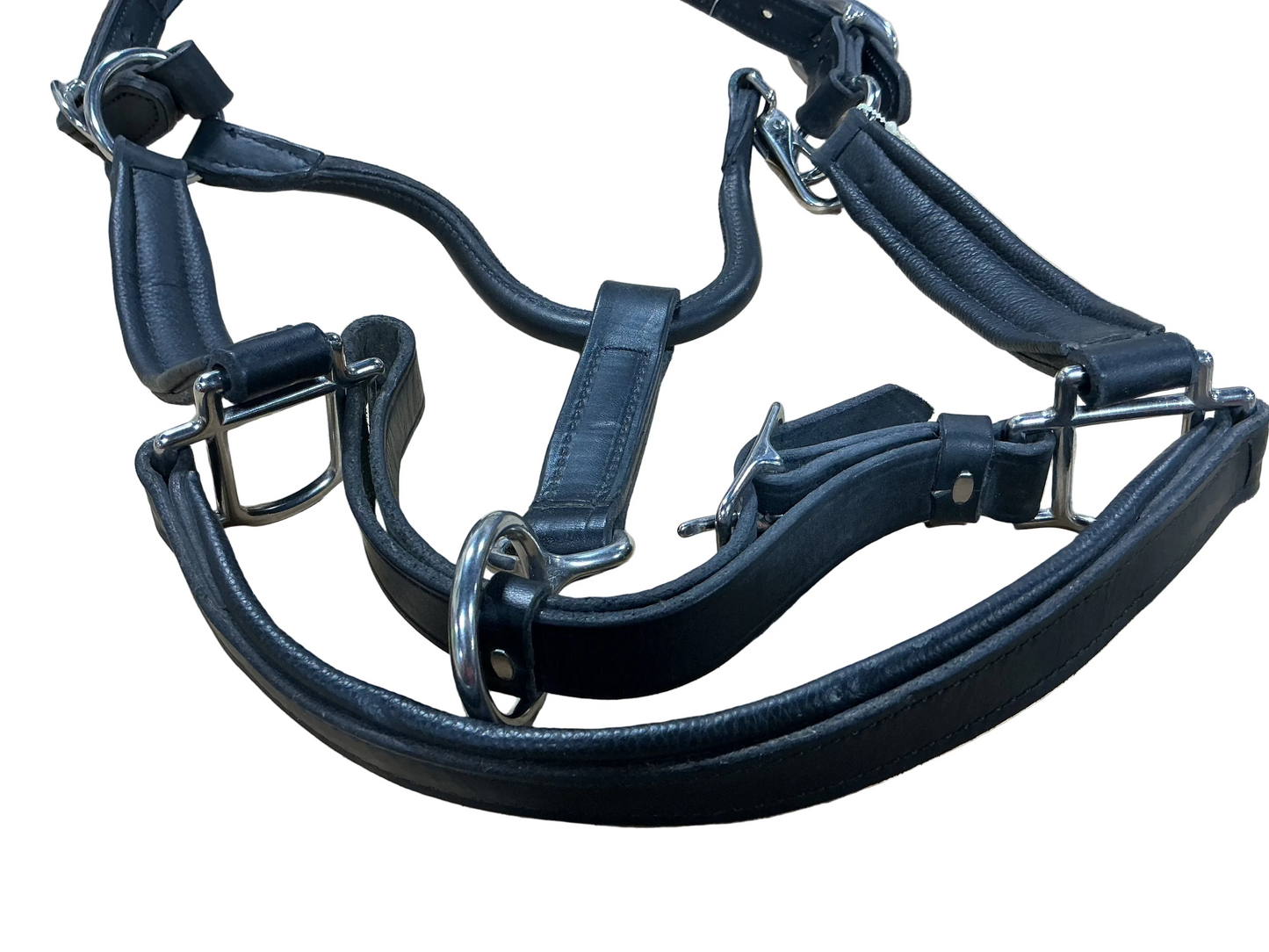 Black Leather Halter W/ 1” Straps. Warmblood Size