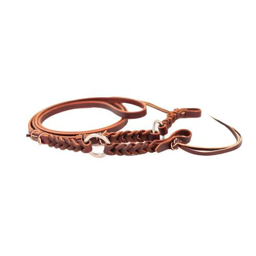 7084 Burgundy BLD Heart Ring Roping Rein