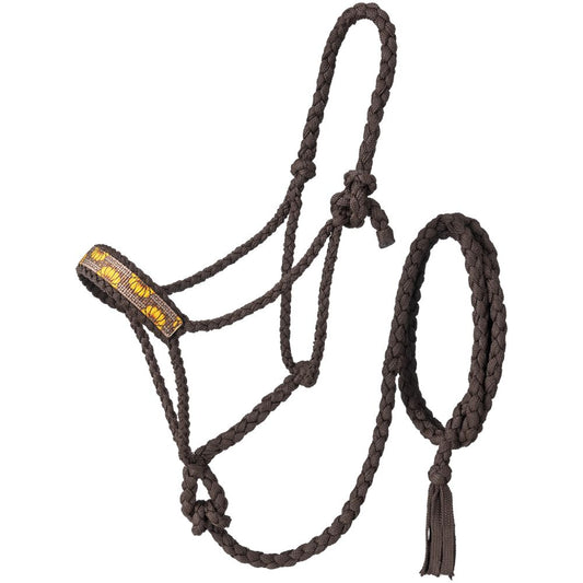 Embellished Chocolate Brown Mule Tape Halter Sunflower Accents