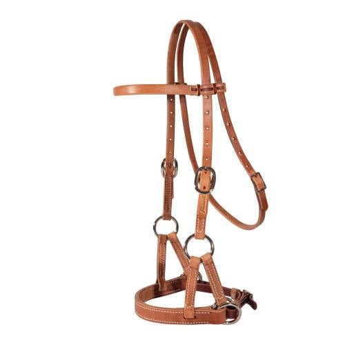 Schutz Halter Double and Stitched Side Pull Flat Noseband Brown 8092