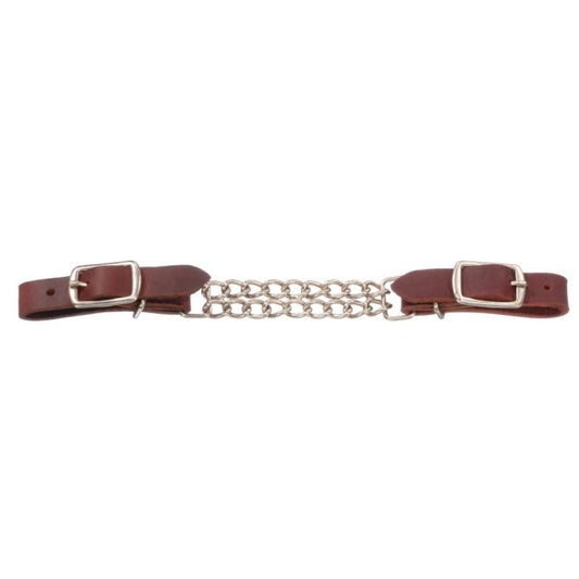 Double Chain Adjustable Leather Curb Strap
