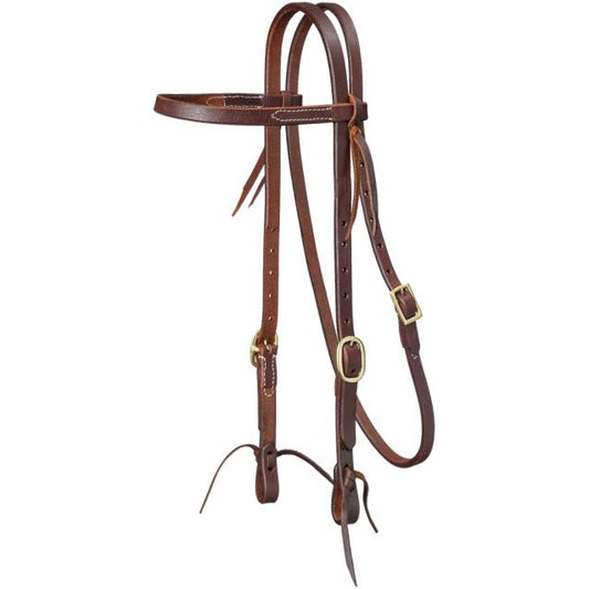 Harness Leather Browband Headstall Tie Ends Brass