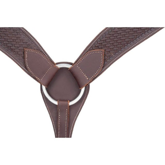 Basket Tooled Heavy Harness Leather Breast Collar
