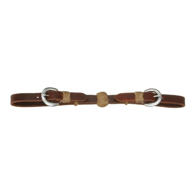 Leather Curb Strap Fully Adjustable With Rawhide Ball
