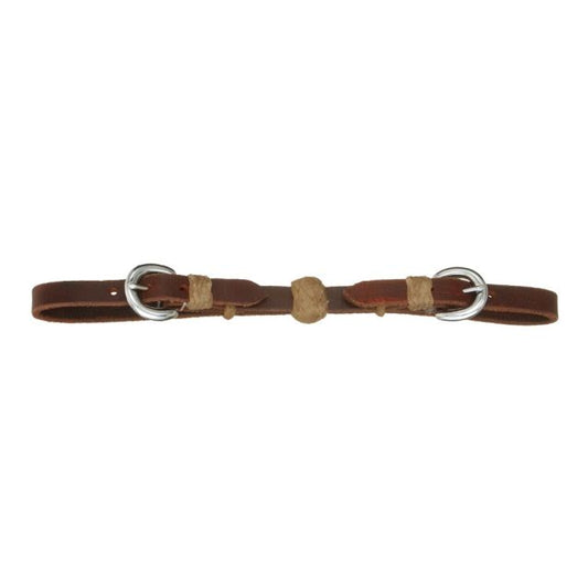 Leather Curb Strap Fully Adjustable With Rawhide Ball