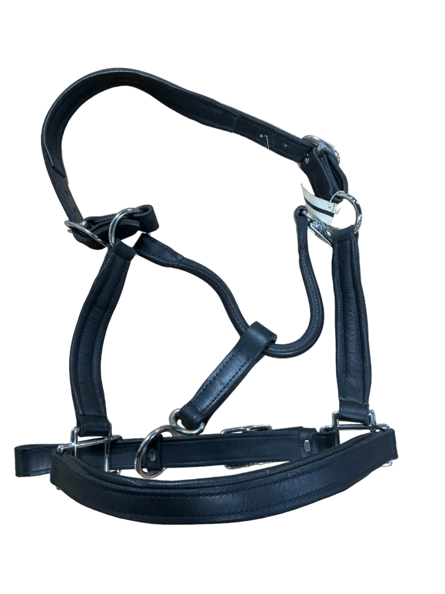 Black Leather Halter W/ 1” Straps. Warmblood Size