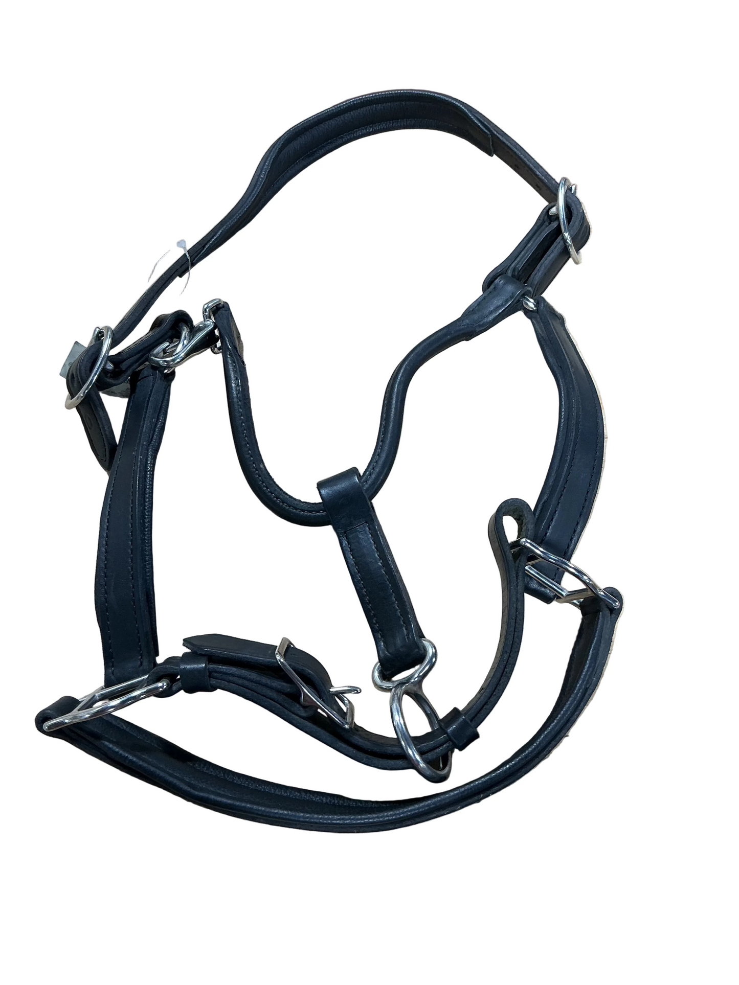 Black Leather Halter W/ 1” Straps. Warmblood Size