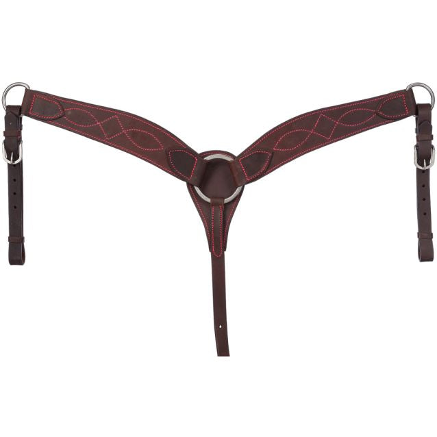 Leather Breast Collar with Colored Thread