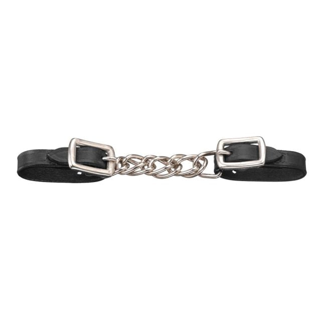 Tough1 Mini Leather Flat Chain Curb Strap Black