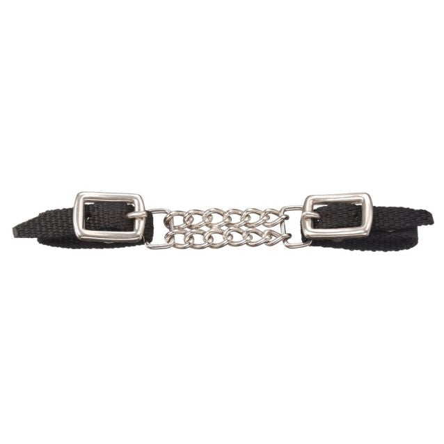 Tough1 Mini Nylon Curb Strap with DBL Chain Black