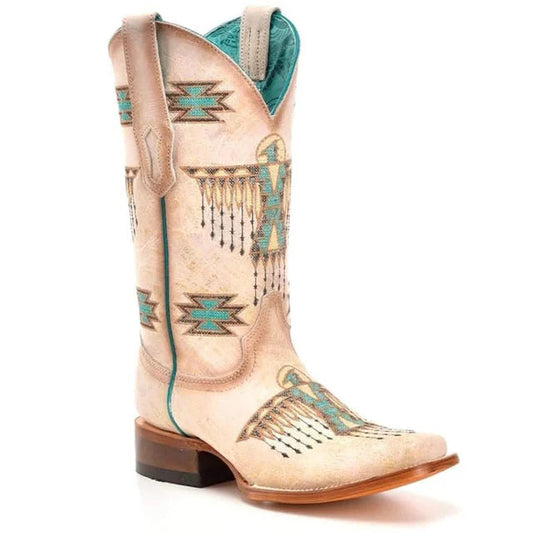 Corral Ladies Boots LD White Turq Embroidery